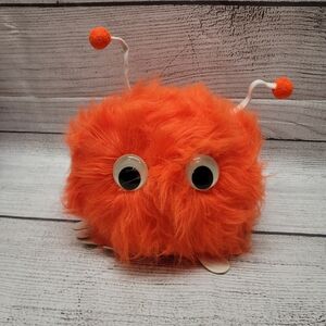 Glook Orange Alien Furball Wuppie Plush Monster Toy Google Eyes  Vintage 70'